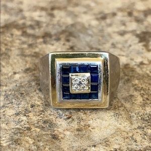 🎈Stauer Umberto Sapphire & Diamond Mens Ring